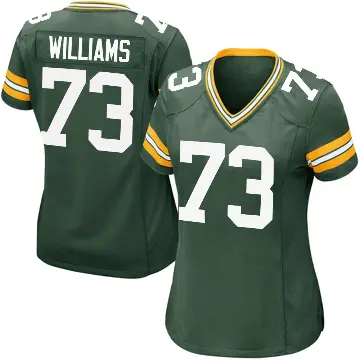 ＃73 Women's John Williams Green Game Green Bay Packers Team Color Jersey