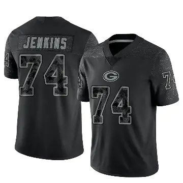 ＃74 Men's Elgton Jenkins Black Limited Green Bay Packers Reflective Jersey