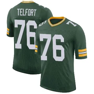 ＃76 Men's Kadeem Telfort Green Limited Green Bay Packers Classic Jersey
