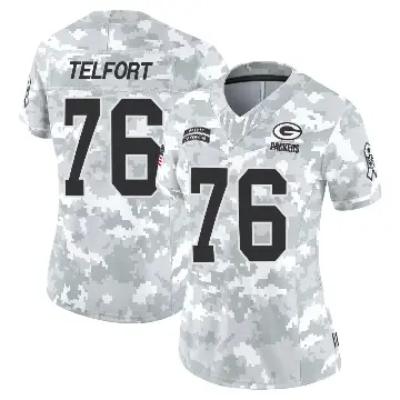 ＃76 Women's Kadeem Telfort Arctic Camo Limited Green Bay Packers 2024 Salute to Service Jersey