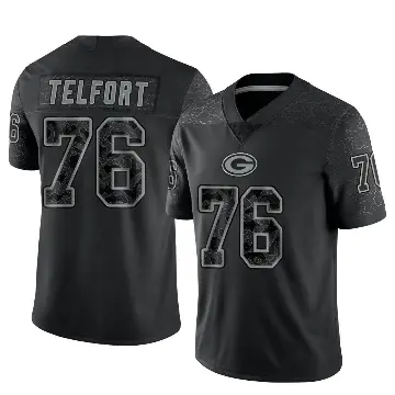 ＃76 Youth Kadeem Telfort Black Limited Green Bay Packers Reflective Jersey