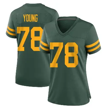 ＃78 Women's Cameron Young Green Game Green Bay Packers Alternate Jersey