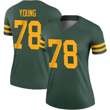 ＃78 Women's Cameron Young Green Legend Green Bay Packers Alternate Jersey