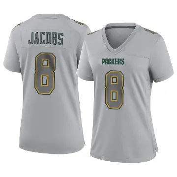 ＃8 Women's Josh Jacobs Gray Game Green Bay Packers Atmosphere Fashion Jersey