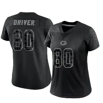 ＃80 Women's Donald Driver Black Limited Green Bay Packers Reflective Jersey