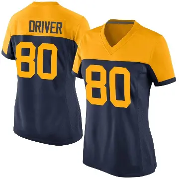 ＃80 Women's Donald Driver Navy Game Green Bay Packers Alternate Jersey