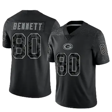 ＃80 Youth Martellus Bennett Black Limited Green Bay Packers Reflective Jersey