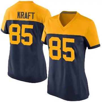 ＃85 Women's Tucker Kraft Navy Game Green Bay Packers Alternate Jersey