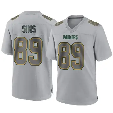 ＃89 Men's Ben Sims Gray Game Green Bay Packers Atmosphere Fashion Jersey