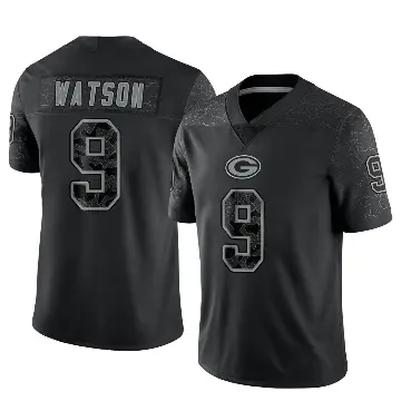 ＃9 Youth Christian Watson Black Limited Green Bay Packers Reflective Jersey