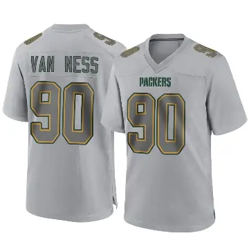 ＃90 Men's Lukas Van Ness Gray Game Green Bay Packers Atmosphere Fashion Jersey