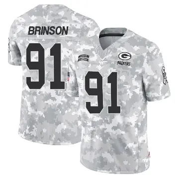 ＃91 Men's Warren Brinson Arctic Camo Limited Green Bay Packers 2024 Salute to Service Jersey