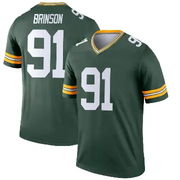 ＃91 Youth Warren Brinson Green Legend Green Bay Packers Jersey