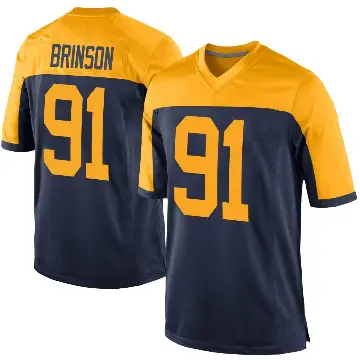 ＃91 Youth Warren Brinson Navy Game Green Bay Packers Alternate Jersey