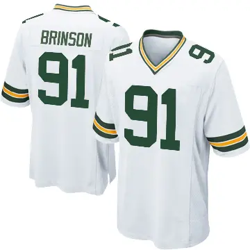 ＃91 Youth Warren Brinson White Game Green Bay Packers Jersey