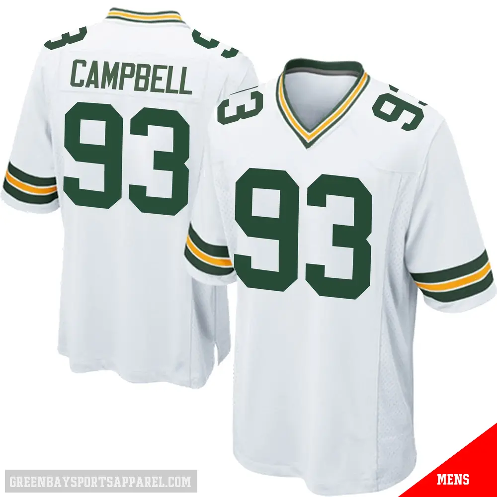 ＃93 Men's Anthony Campbell White Game Green Bay Packers Jersey