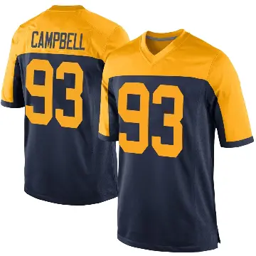 ＃93 Youth Anthony Campbell Navy Game Green Bay Packers Alternate Jersey