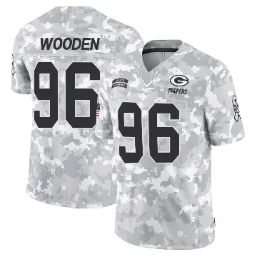 ＃96 Men's Colby Wooden Arctic Camo Limited Green Bay Packers 2024 Salute to Service Jersey
