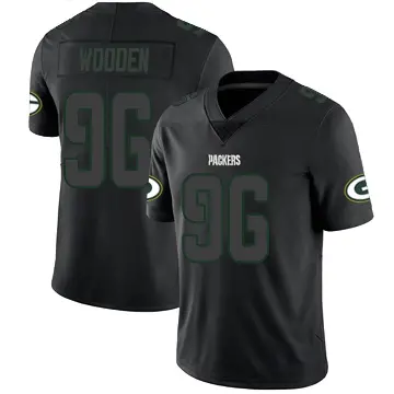 ＃96 Men's Colby Wooden Black Impact Limited Green Bay Packers Jersey