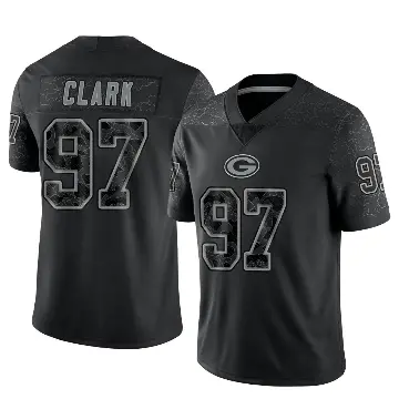 ＃97 Men's Kenny Clark Black Limited Green Bay Packers Reflective Jersey